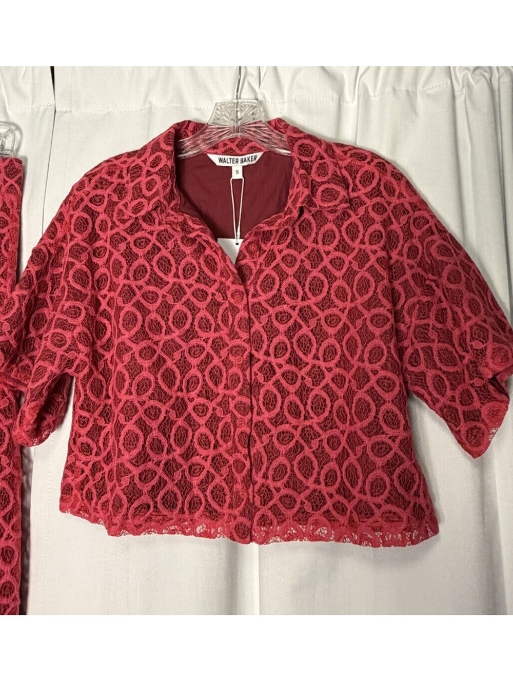 Walter Baker Harrison Collared Blouse Top In Cerise Pink Small Retail $188
